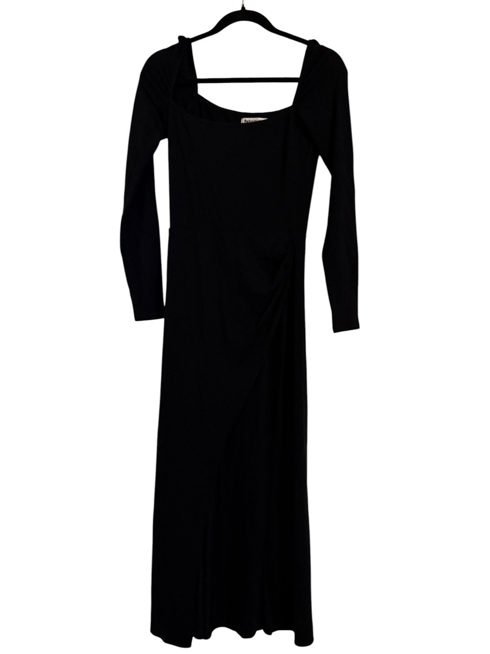 Reformation Long Sleeve Square Neck Midi Dress Black Women’s Size S - Picture 2 of 5